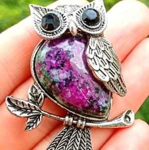 💚❤Ruby In Fuchsite❤💚❤Healing Owl Necklace❤💚